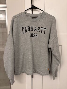 Carhartt Light Grey Sweatshirt with Gold Logo Patch